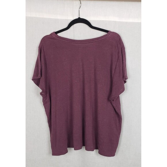 Eileen Fisher Tee Shirt 1X Purple 100% Organic Linen Slub Casual Autumn Fall - Picture 2 of 7